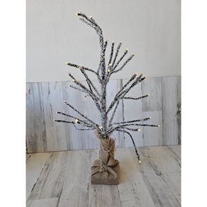 Pottery Barn crystal light icicle tree burlap Xmas large decor